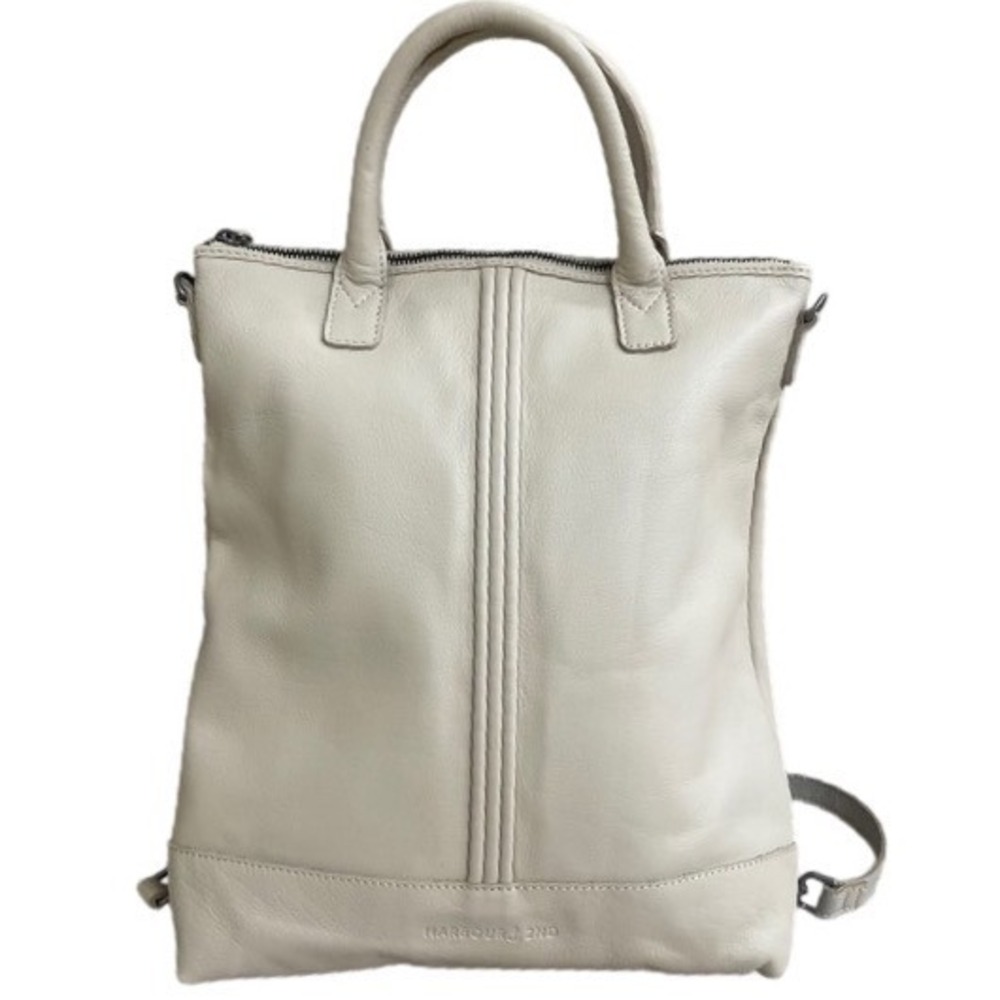 Harbour 2nd Cream Leather Convertible Backpack Tote Bag READ DISCOLORD STRAPS